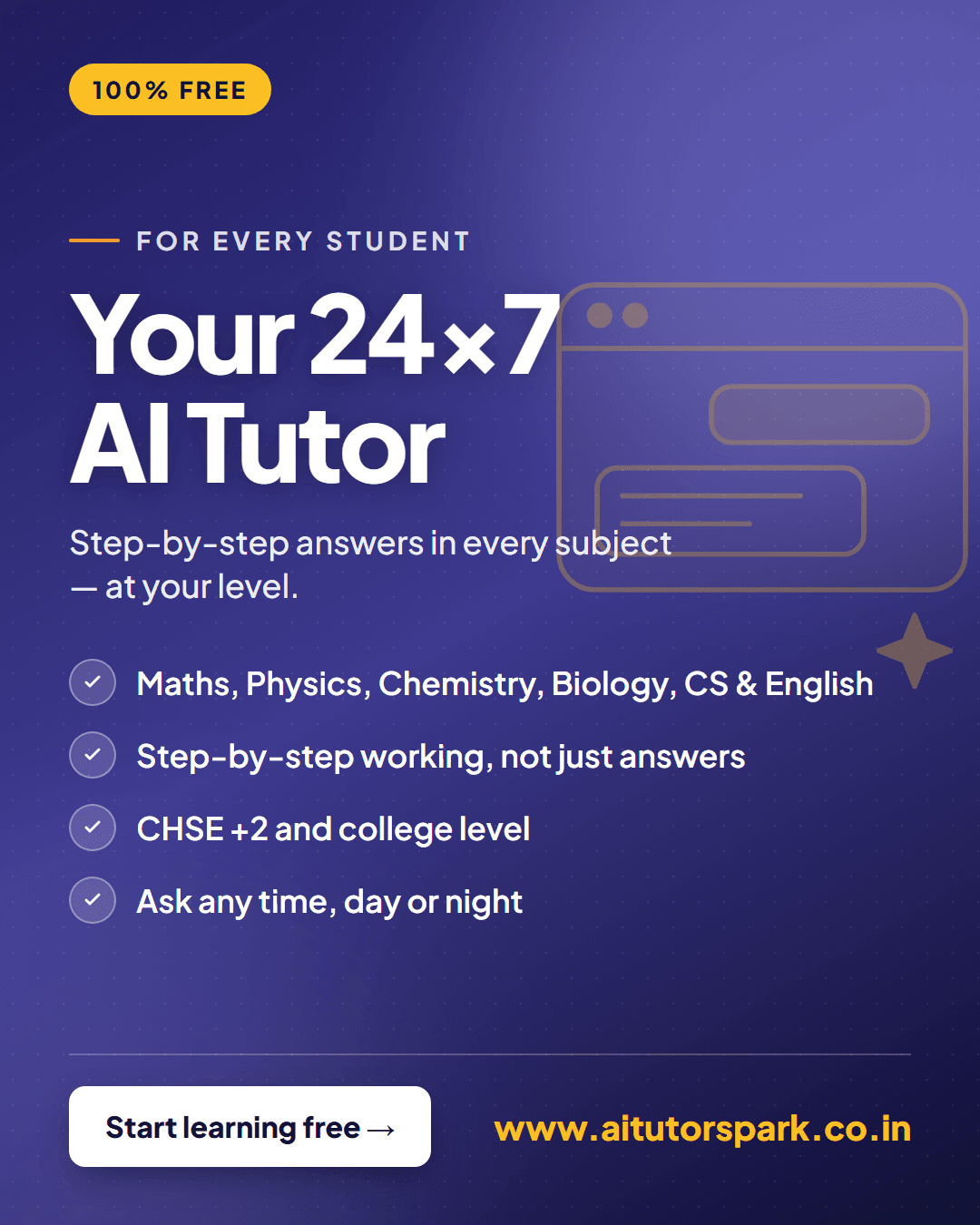 Your 24×7 AI Tutor — 100% free for every student